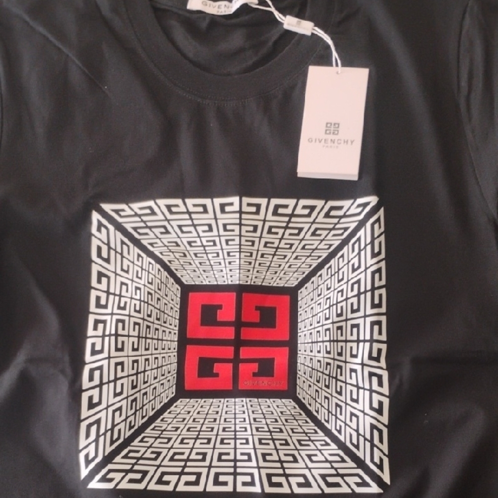 Givenchy Black Tee with Red and White Pattern - Picture 2 of 6